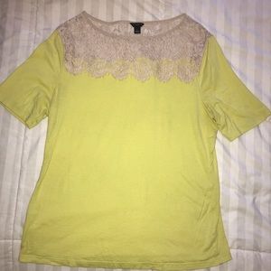 Ann Taylor Lace Collar T Shirt